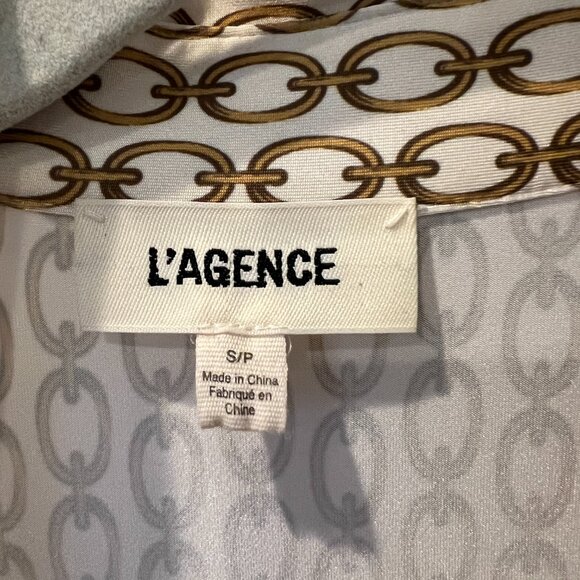 L'Agence Harmony Long Sleeve Blouse Three Tone Chain small - Picture 2 of 6